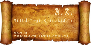 Miltényi Krisztián névjegykártya